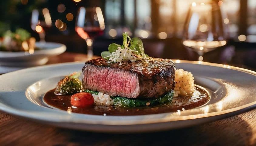 सुनियोजित रूप से प्रस्तुत मध्यम स्टेक।