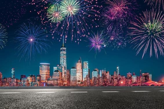 दुबई रात की आतिशबाज़ी।