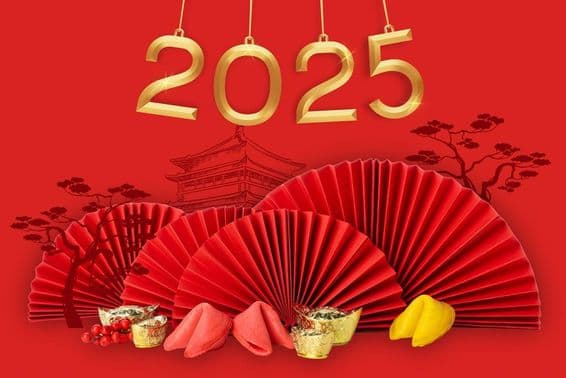 चीनी नव वर्ष की पारंपरिक चीनी सजावट के साथ।