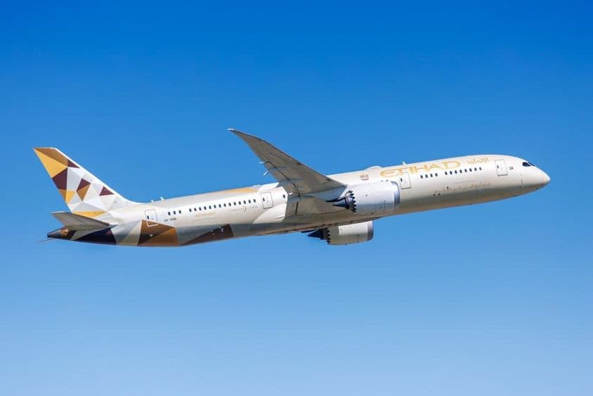 एतिहाद बोइंग 787-9 ड्रीमलाइनर विमान।