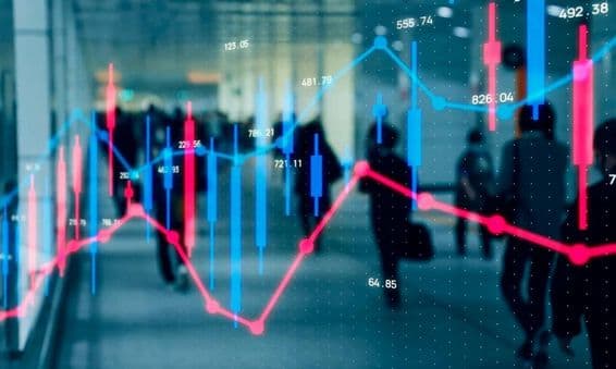 वित्तीय ग्राफ, चलते हुए लोग।