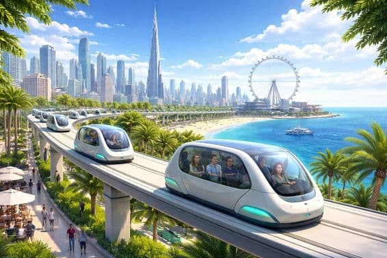 दुबई के समुद्र तट पर ग्लाइडवेज़ कैप्सूल।