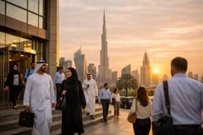 कार्यालय के काम के बाद सूर्यास्त पर घर लौटता यात्री।