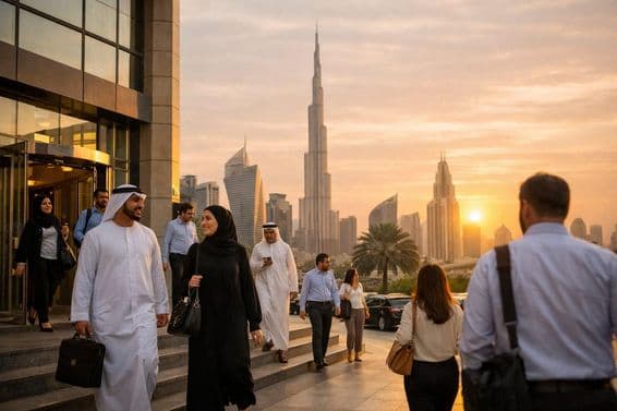 कार्यालय के काम के बाद सूर्यास्त पर घर लौटता यात्री।