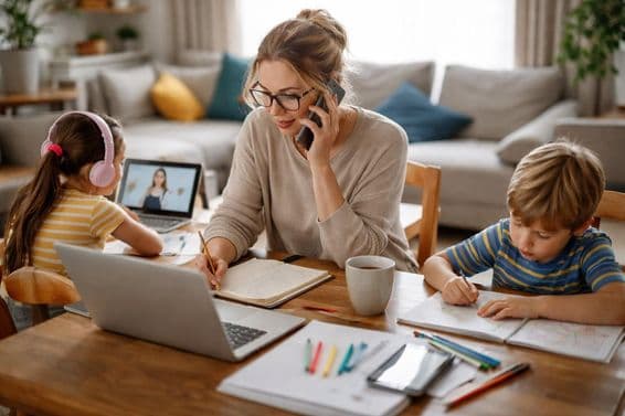 बच्चों के साथ घर से काम करना