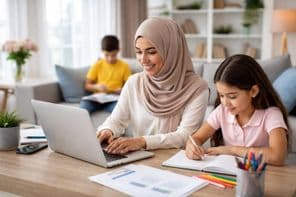 परिवार के साथ घर से काम