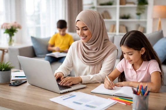 परिवार के साथ घर से काम