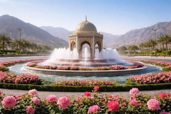 कल्बा के गुलाब जल फव्वारे का दृश्य