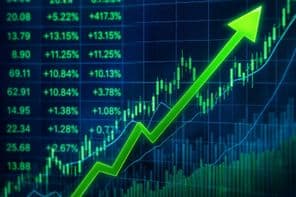 बढ़ते स्टॉक बाजार का ट्रेंड ग्राफ