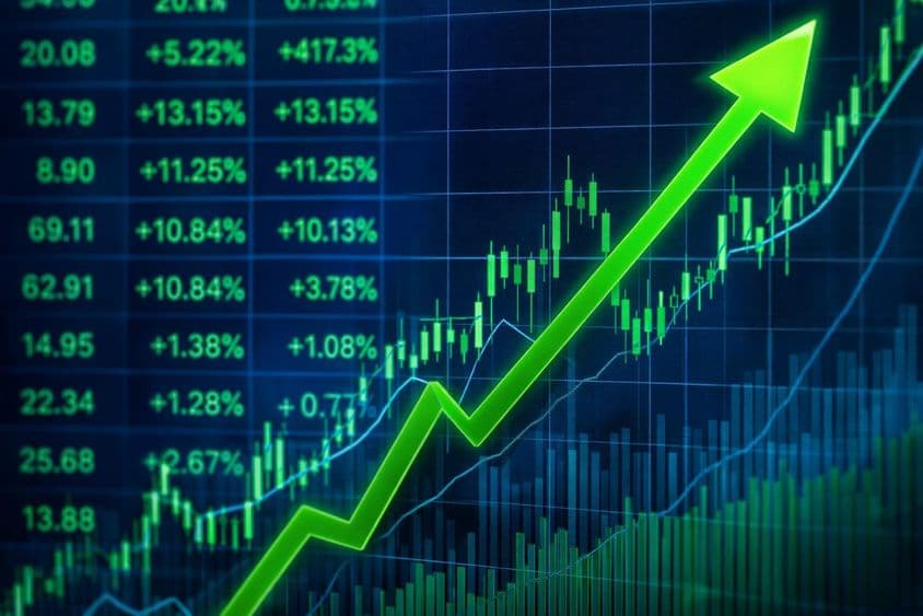 बढ़ते स्टॉक बाजार का ट्रेंड ग्राफ